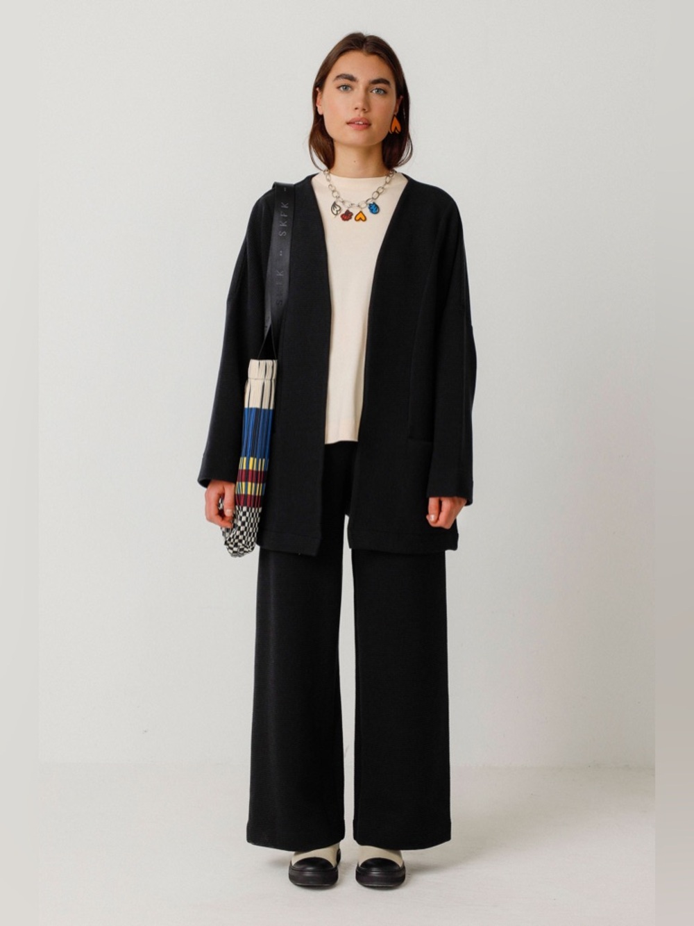 SKFK ASUA GOTS High-Rise Straight-Leg Pants in Black Organic Cotton size 6 - Picture 4 of 4